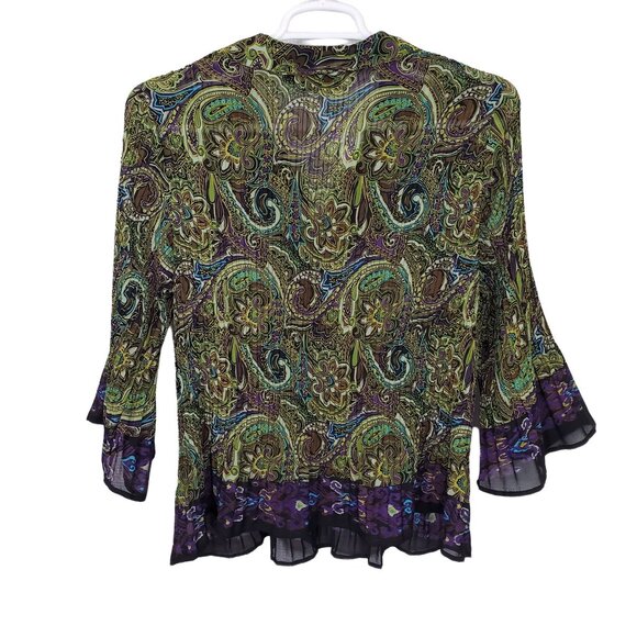 Avenue Sz 18 20 Shirt Pleated Artsy Flourish Flare Sleeves Paisley BoHo Feminine - Picture 3 of 7